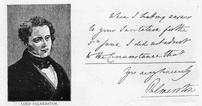 Handschrift en handtekening van Henry John Temple, 3e burggraaf Palmerston door Unbekannt