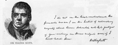 Handschrift en handtekening van Sir Walter Scott door Unbekannt