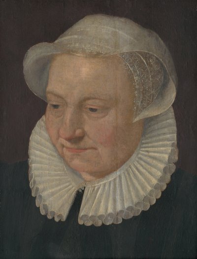Hoofd van een oude vrouw met een muts door Unbekannt