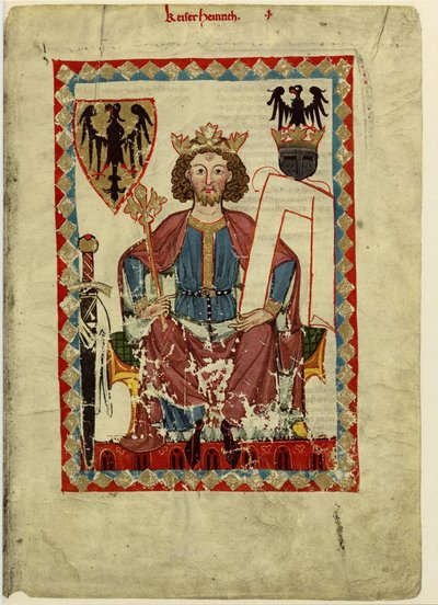 Hendrik VI 1165-1197, Heilige Roomse Keizer Uit de Codex Manesse, Tussen 1305 en 1340 door Unbekannt