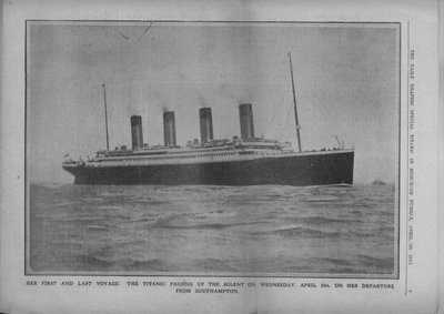Haar eerste en laatste reis: de Titanic passeert de Solent op woensdag 10 april 1912 door Unbekannt