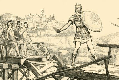 Horatius Cocles verdedigt de brug, 1890 door Unbekannt
