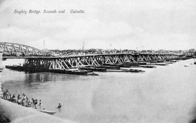 Howrah Bridge over de Hooghly rivier, Calcutta, India, begin 20e eeuw door Unbekannt