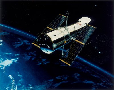 Hubble Space Telescope in een baan om de aarde, 1980s door Unbekannt