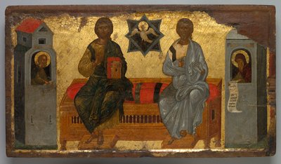 Icoon van de Nieuwe Testament Drie-eenheid, ca. 1450 door Unbekannt