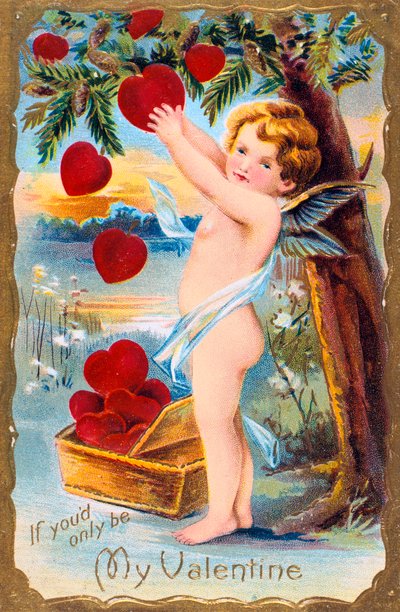 Als Je Maar Mijn Valentijn Zou Zijn, Amerikaanse Valentijnskaart, 1910 door Unbekannt