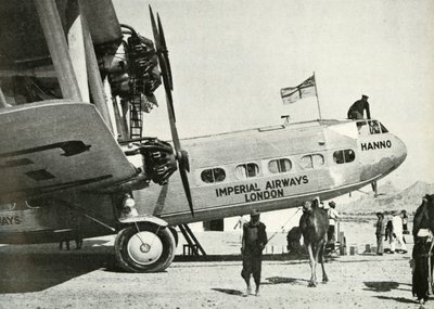 Imperial Airways Handley-Page HP 42 dubbeldekker Hanno, Gwadar, Baluchistan, ca. 1931-ca. 1940 1946 door Unbekannt