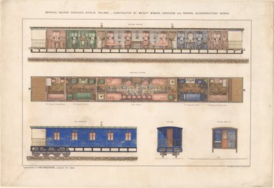 Keizerlijke salonwagen, Nikolayevsky spoorweg, 1868 door Unbekannt