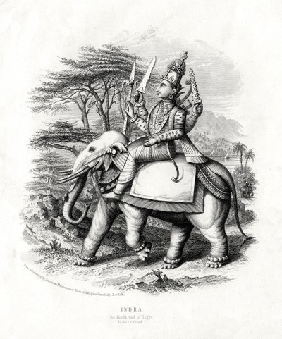 Indra, de Hindoe god van het licht, 19e eeuw door Unbekannt