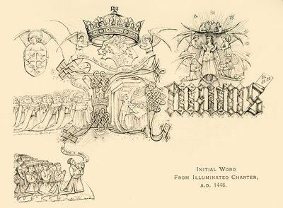 Initiaalwoord uit verlicht charter, A.D. 1446, 1911 door Unbekannt