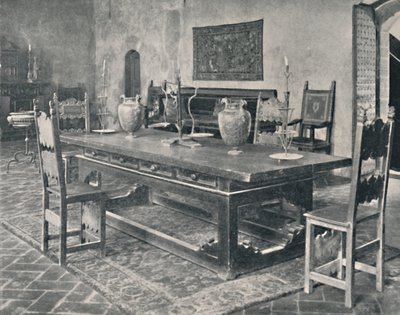 Interieur, Palazzo Davanzati - Met 15e-eeuwse tafel uit Parma of Modena, 1928 door Unbekannt