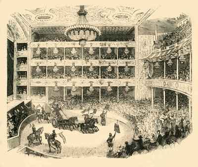 Interieur van Astleys Amfitheater in 1843, ca. 1878 door Unbekannt