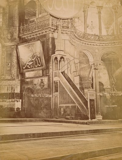 Interieur van de Hagia Sophia, Istanbul, Turkije, 19e eeuw door Unbekannt