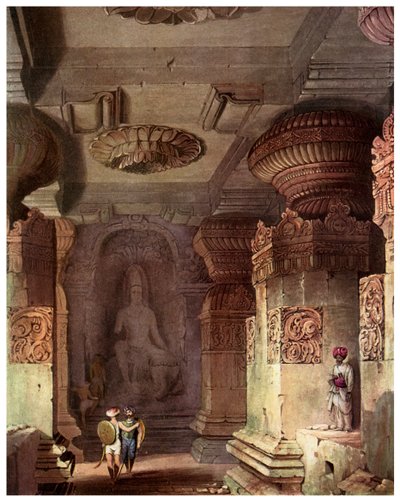 Interieur van een grottempel, Ellora, Maharashtra, India, 19e eeuw 1956 door Unbekannt