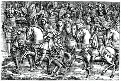 Interview tussen Frans I en Hendrik VIII, op het Veld van het Gouden Laken, 1520, 1870 door Unbekannt