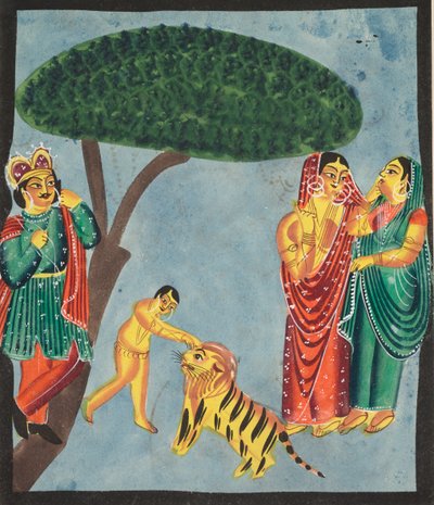 Jatayu Ramas Mythische Vogel Hindert Ravanas Wagen, Proberend de Ontvoering van Sita te Voorkomen, 1800s door Unbekannt