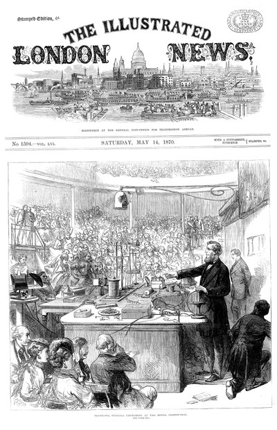 John Tyndall geeft een lezing over elektromagnetisme aan de Royal Institution, Londen, mei 1870 door Unbekannt