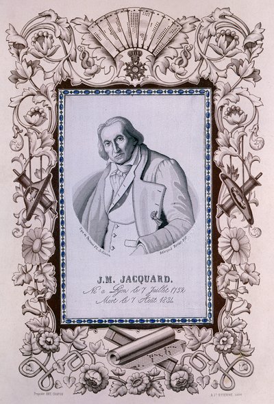 Joseph-Marie Jacquard, uitvinder van het Jacquardgetouw, ca. 1850 door Unbekannt