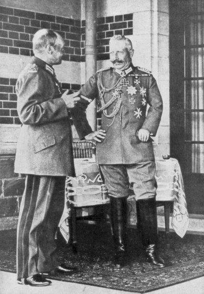 Kaiser Wilhelm II van Duitsland en Frederik Augustus III van Saksen door Unbekannt