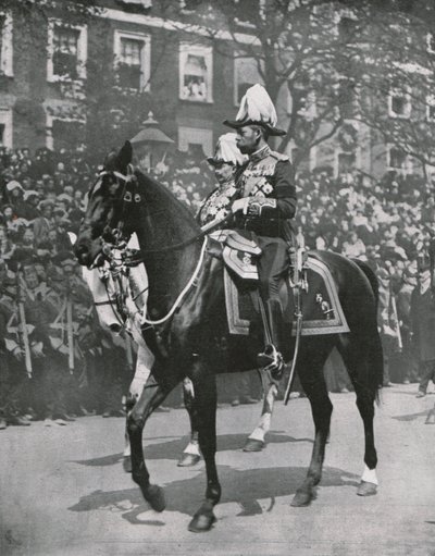 Koning George V bij de begrafenis van zijn vader Koning Edward VII, Londen, 20 mei 1910 door Unbekannt