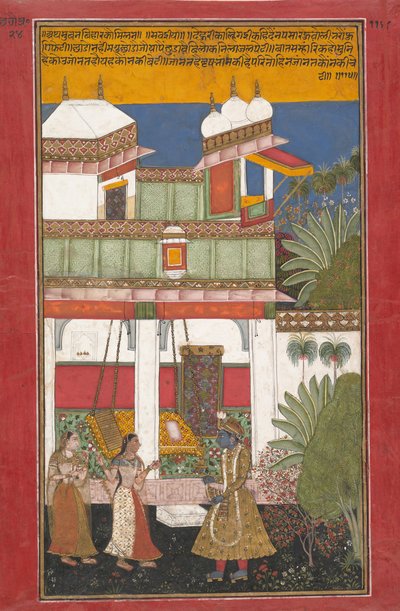 Krishna en Radha, pagina uit een verspreide Rasikapriya door Unbekannt