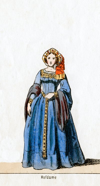 Hofdame, kostuumontwerp voor Shakespeares toneelstuk, Henry VIII, 19e eeuw door Unbekannt
