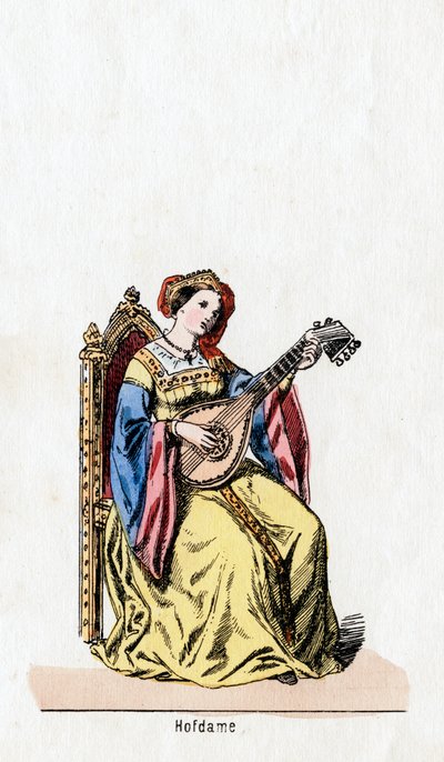 Hofdame, kostuumontwerp voor Shakespeares toneelstuk, Henry VIII, 19e eeuw door Unbekannt