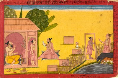 Lakshmana bij de hermitage, folio uit een Ramayana, ca. 1690-1710 door Unbekannt