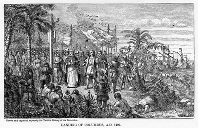 Landing van Columbus, AD 1492 door Unbekannt