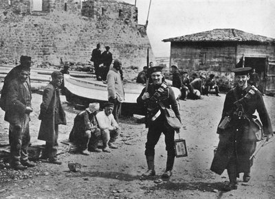 Landingspartij van mariniers tijdens het begin van de operaties tegen de Dardanellen, 1915 door Unbekannt