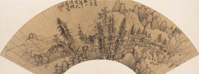 Landschap in de stijl van Huang Gongwang, 17e eeuw of later, valse datum van 1633 door Unbekannt