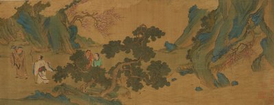 Landschap met Daoïstische onsterfelijken in de bergen, Ming- of Qing-dynastie, 17e eeuw door Unbekannt