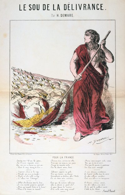 Le Sou de la Delivrance karikatuur en liedblad, Frans-Duitse Oorlog, 1870-1871 door Unbekannt
