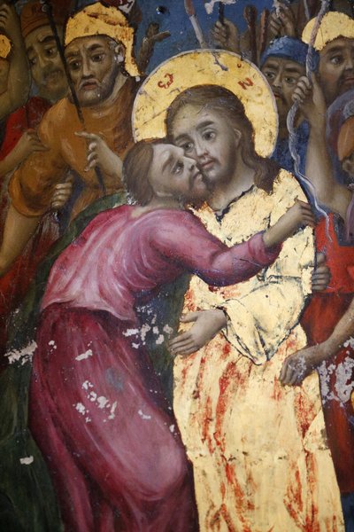 De kus van Judas Fresco van de kerk van het Heilig Graf door Unbekannt