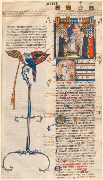 Blad uitgesneden uit een Decretum door Gratianus: Initiaal C..., ca. 1300-1310 door Unbekannt