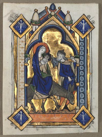 Blad uit een Psalter: Vlucht naar Egypte, ca. 1260 door Unbekannt