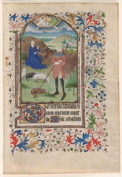 Blad uit een Getijdenboek: Aankondiging aan de Herders, ca. 1460 door Unbekannt