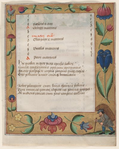 Blad uit een Psalter en Gebedenboek: Kalenderpagina met Boer recto, ca. 1524 door Unbekannt
