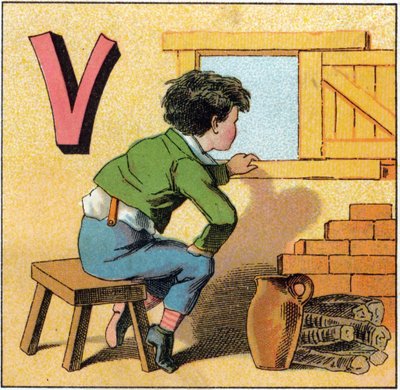 Letter V als vasistas (uit Alphabet des petits ecoliers) door Unbekannt