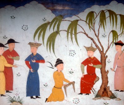 Li-ta-chih en Maksun, presenteren geschiedenisboeken aan Uljaytu, 14e-15e eeuw door Unbekannt