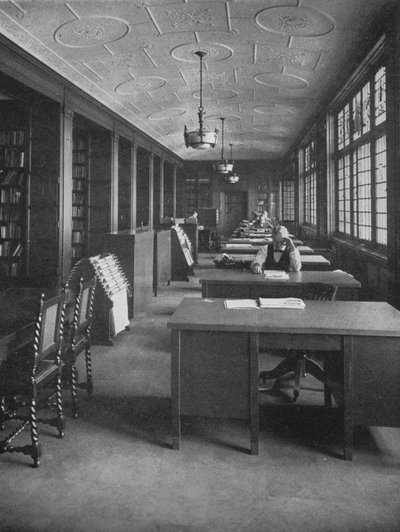 Bibliotheek en redactiekamer, The Evening News Building, Detroit, Michigan door Unbekannt