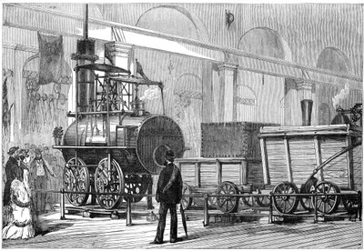 Locomotion, de eerste stoomlocomotief, bij het Railway Jubilee, Darlington, Durham, 19e eeuw door Unbekannt