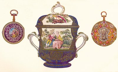 Lodewijk XVI. Gouden herhaler, Oud Chelsea porseleinen porringer en deksel door Unbekannt