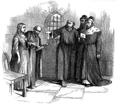 Lucrezia Castellani voor Inquisiteurs na verboden Waldenses dienst, ca. 1476 19e eeuw door Unbekannt