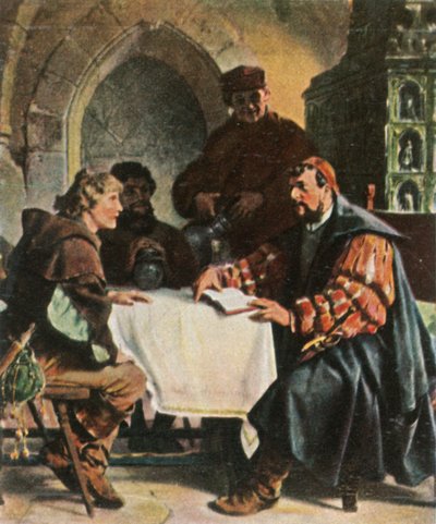 Luther als Junker Jörg in de Jena Inn met Zwitserse studenten, 1522, 1936 door Unbekannt
