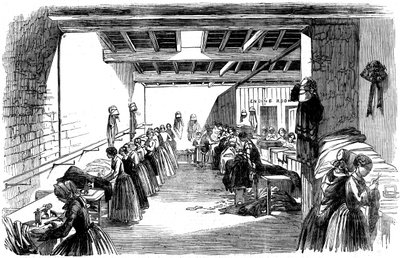 Machinekamer in een stoomnaai fabriek, 1854 door Unbekannt