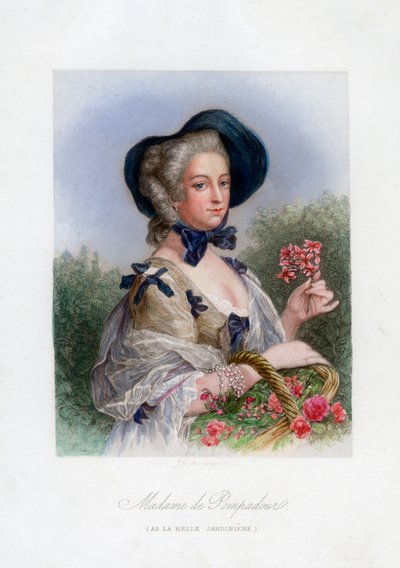 Madame de Pompadour als de mooie tuinierster door Unbekannt