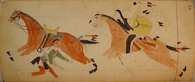 Maffet Ledger: Twee Indianen met paarden, ca. 1874-81 door Unbekannt
