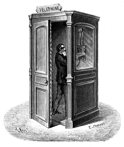 Bellen vanuit een telefooncel, 1888 door Unbekannt