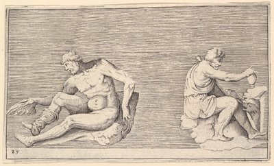 Man met vleugel, man met vaas en hond, gepubliceerd ca. 1599-1622 door Unbekannt